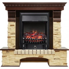 Каминокомплект Pierre Luxe угловой - Темный дуб / Сланец с очагом Fobos FX Black Каминокомплект Pierre Luxe угловой - Темный дуб / Сланец с очагом Fobos FX Black