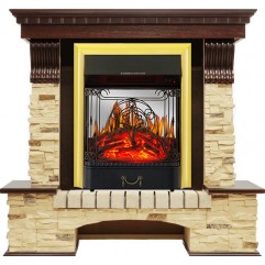 Каминокомплект Pierre Luxe угловой - Темный дуб / Сланец с очагом Majestic FX M Brass Каминокомплект Pierre Luxe угловой - Темный дуб / Сланец с очагом Majestic FX M Brass