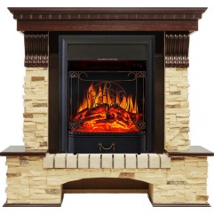 Каминокомплект Pierre Luxe угловой - Темный дуб / Сланец с очагом Majestic FX Black Каминокомплект Pierre Luxe угловой - Темный дуб / Сланец с очагом Majestic FX Black