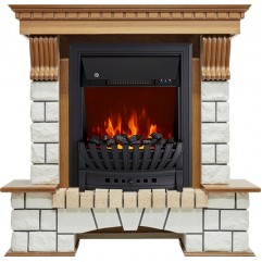 Каминокомплект Pierre Luxe - Дуб / Белый с очагом Aspen Black Каминокомплект Pierre Luxe - Дуб / Белый с очагом Aspen Black