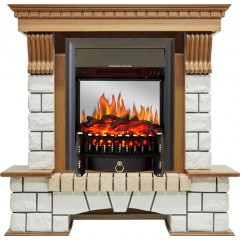 Каминокомплект Pierre Luxe - Дуб / Белый с очагом Fobos FX M Black Каминокомплект Pierre Luxe - Дуб / Белый с очагом Fobos FX M Black