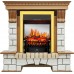 Каминокомплект Pierre Luxe - Дуб / Белый с очагом Fobos FX M Brass