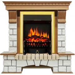 Каминокомплект Pierre Luxe - Дуб / Белый с очагом Fobos FX Brass Каминокомплект Pierre Luxe - Дуб / Белый с очагом Fobos FX Brass