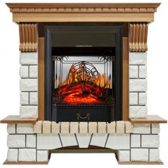 Каминокомплект Pierre Luxe - Дуб / Белый с очагом Majestic FX M Black Каминокомплект Pierre Luxe - Дуб / Белый с очагом Majestic FX M Black