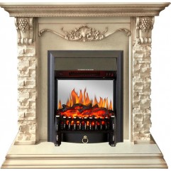 Каминокомплект Adriana - Cлоновая кость с очагом Fobos FX M Black Каминокомплект Adriana - Cлоновая кость с очагом Fobos FX M Black