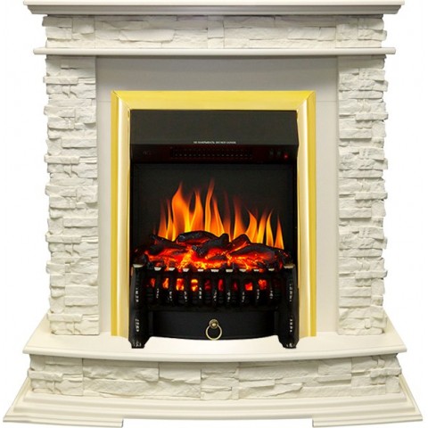 Каминокомплект Luzern - Слоновая кость с очагом Fobos FX Brass