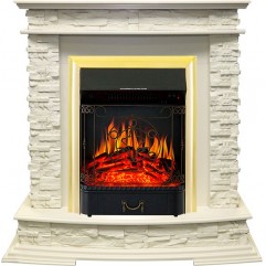 Каминокомплект Luzern - Слоновая кость с очагом Majestic FX Brass Каминокомплект Luzern - Слоновая кость с очагом Majestic FX Brass