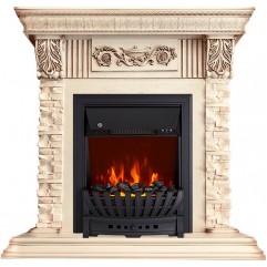 Каминокомплект Luxemburg (каменный) - Сланец/Cлоновая кость с патиной с очагом Aspen Black Каминокомплект Luxemburg (каменный) - Сланец/Cлоновая кость с патиной с очагом Aspen Black
