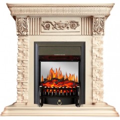 Каминокомплект Luxemburg (каменный) - Сланец/Cлоновая кость с патиной с очагом Fobos FX M Black Каминокомплект Luxemburg (каменный) - Сланец/Cлоновая кость с патиной с очагом Fobos FX M Black