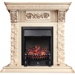 Каминокомплект Luxemburg (каменный) - Сланец/Cлоновая кость с патиной с очагом Fobos FX Black Каминокомплект Luxemburg (каменный) - Сланец/Cлоновая кость с патиной с очагом Fobos FX Black