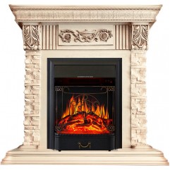 Каминокомплект Luxemburg (каменный) - Сланец/Cлоновая кость с патиной с очагом Majestic FX Black Каминокомплект Luxemburg (каменный) - Сланец/Cлоновая кость с патиной с очагом Majestic FX Black