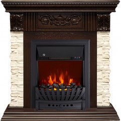 Каминокомплект Luxemburg (каменный) - Сланец/Темный дуб с очагом Aspen Black Каминокомплект Luxemburg (каменный) - Сланец/Темный дуб с очагом Aspen Black