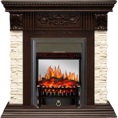 Каминокомплект Luxemburg (каменный) - Сланец/Темный дуб с очагом Fobos FX M Black Каминокомплект Luxemburg (каменный) - Сланец/Темный дуб с очагом Fobos FX M Black