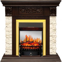 Каминокомплект Luxemburg (каменный) - Сланец/Темный дуб с очагом Fobos FX M Brass Каминокомплект Luxemburg (каменный) - Сланец/Темный дуб с очагом Fobos FX M Brass