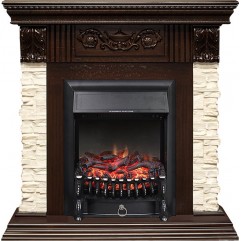 Каминокомплект Luxemburg (каменный) - Сланец/Темный дуб с очагом Fobos FX Black Каминокомплект Luxemburg (каменный) - Сланец/Темный дуб с очагом Fobos FX Black