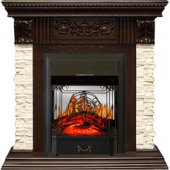 Каминокомплект Luxemburg (каменный) - Сланец/Темный дуб с очагом Majestic FX M Black Каминокомплект Luxemburg (каменный) - Сланец/Темный дуб с очагом Majestic FX M Black