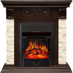 Каминокомплект Luxemburg (каменный) - Сланец/Темный дуб с очагом Majestic FX Black Каминокомплект Luxemburg (каменный) - Сланец/Темный дуб с очагом Majestic FX Black