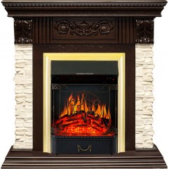 Каминокомплект Luxemburg (каменный) - Сланец/Темный дуб с очагом Majestic FX Brass Каминокомплект Luxemburg (каменный) - Сланец/Темный дуб с очагом Majestic FX Brass