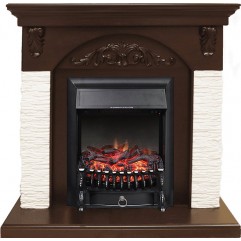 Каминокомплект Bern Сланец мелкий белый / Темный дуб с очагом Fobos FX Black Каминокомплект Bern Сланец мелкий белый / Темный дуб с очагом Fobos FX Black