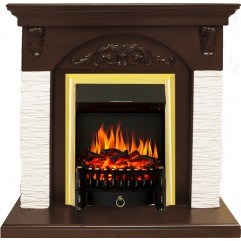 Каминокомплект Bern Сланец мелкий белый / Темный дуб с очагом Fobos FX Brass Каминокомплект Bern Сланец мелкий белый / Темный дуб с очагом Fobos FX Brass