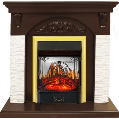 Каминокомплект Bern Сланец мелкий белый / Темный дуб с очагом Majestic FX M Brass Каминокомплект Bern Сланец мелкий белый / Темный дуб с очагом Majestic FX M Brass