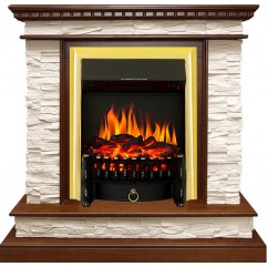 Каминокомплект Calgary - Дуб / Сланец белый с очагом Fobos FX Brass Каминокомплект Calgary - Дуб / Сланец белый с очагом Fobos FX Brass