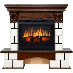 Каминокомплект Pierre Luxe - Белый / Темный дуб с очагом Vision 23 EF LED 3D FX Каминокомплект Pierre Luxe - Белый / Темный дуб с очагом Vision 23 EF LED 3D FX