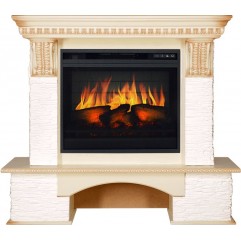 Каминокомплект Pierre Luxe - Сланец белый / Слоновая кость с патиной с очагом Vision 23 EF LED 3D FX Каминокомплект Pierre Luxe - Сланец белый / Слоновая кость с патиной с очагом Vision 23 EF LED 3D FX