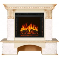 Каминокомплект Pierre Luxe - Сланец белый / Слоновая кость с патиной с очагом Vision 23 EF LED FX Каминокомплект Pierre Luxe - Сланец белый / Слоновая кость с патиной с очагом Vision 23 EF LED FX