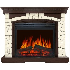 Каминокомплект Glasgow - Темный дуб / Белый (Высота 1100мм) с очагом Jupiter FX New