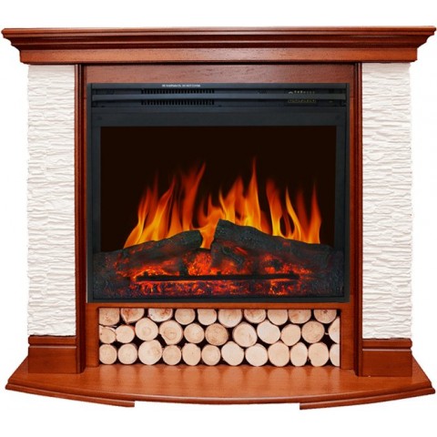 Каминокомплект Country - Орех/Сланец белый с очагом Jupiter FX New