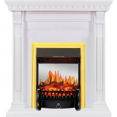 Каминокомплект Orlean - Белый с очагом Fobos FX M Brass Каминокомплект Orlean - Белый с очагом Fobos FX M Brass