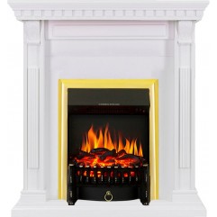 Каминокомплект Orlean - Белый с очагом Fobos FX Brass Каминокомплект Orlean - Белый с очагом Fobos FX Brass