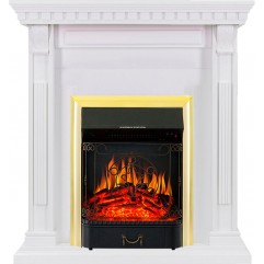 Каминокомплект Orlean - Белый с очагом Majestic FX Brass Каминокомплект Orlean - Белый с очагом Majestic FX Brass