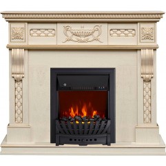 Каминокомплект Corsica - Слоновая кость с патиной (Ширина 1100) с очагом Aspen Black Каминокомплект Corsica - Слоновая кость с патиной (Ширина 1100) с очагом Aspen Black