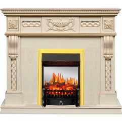 Каминокомплект Corsica - Слоновая кость с патиной (Ширина 1100) с очагом Fobos FX M Brass Каминокомплект Corsica - Слоновая кость с патиной (Ширина 1100) с очагом Fobos FX M Brass
