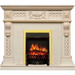 Каминокомплект Corsica - Слоновая кость с патиной (Ширина 1100) с очагом Fobos FX Brass Каминокомплект Corsica - Слоновая кость с патиной (Ширина 1100) с очагом Fobos FX Brass