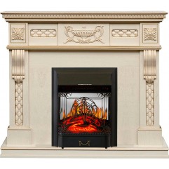 Каминокомплект Corsica - Слоновая кость с патиной (Ширина 1100) с очагом Majestic FX M Black Каминокомплект Corsica - Слоновая кость с патиной (Ширина 1100) с очагом Majestic FX M Black