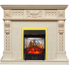 Каминокомплект Corsica - Слоновая кость с патиной (Ширина 1100) с очагом Majestic FX M Brass Каминокомплект Corsica - Слоновая кость с патиной (Ширина 1100) с очагом Majestic FX M Brass
