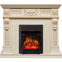 Каминокомплект Corsica - Слоновая кость с патиной (Ширина 1100) с очагом Majestic FX Black Каминокомплект Corsica - Слоновая кость с патиной (Ширина 1100) с очагом Majestic FX Black