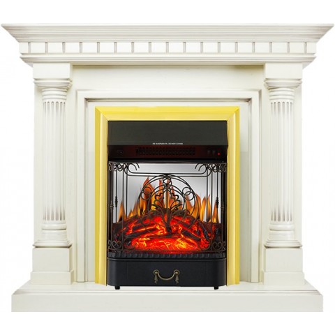 Каминокомплект Dallas - Слоновая кость с патиной с очагом Majestic FX M Brass