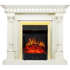 Каминокомплект Dallas - Слоновая кость с патиной с очагом Majestic FX Brass Каминокомплект Dallas - Слоновая кость с патиной с очагом Majestic FX Brass