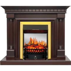 Каминокомплект Dallas - Темный дуб с очагом Fobos FX M Brass Каминокомплект Dallas - Темный дуб с очагом Fobos FX M Brass