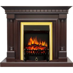 Каминокомплект Dallas - Темный дуб с очагом Fobos FX Brass Каминокомплект Dallas - Темный дуб с очагом Fobos FX Brass