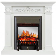 Каминокомплект Verona - Белый дуб с очагом Fobos FX M Black Каминокомплект Verona - Белый дуб с очагом Fobos FX M Black