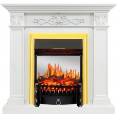 Каминокомплект Verona - Белый дуб с очагом Fobos FX M Brass Каминокомплект Verona - Белый дуб с очагом Fobos FX M Brass