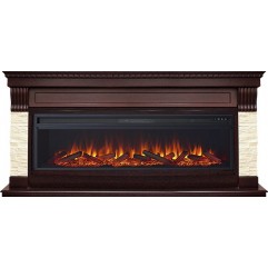 Каминокомплект Denver - Темный дуб / Бежевый с очагом Vision 60 LOG LED Каминокомплект Denver - Темный дуб / Бежевый с очагом Vision 60 LOG LED