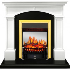 Каминокомплект Langford - Белый с черным с очагом Fobos FX M Brass Каминокомплект Langford - Белый с черным с очагом Fobos FX M Brass