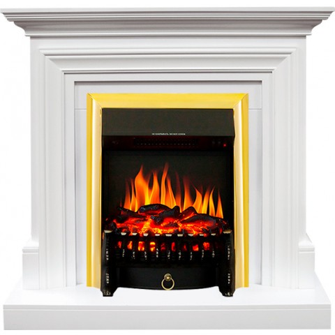 Каминокомплект Bradford - Белый с очагом Fobos FX Brass