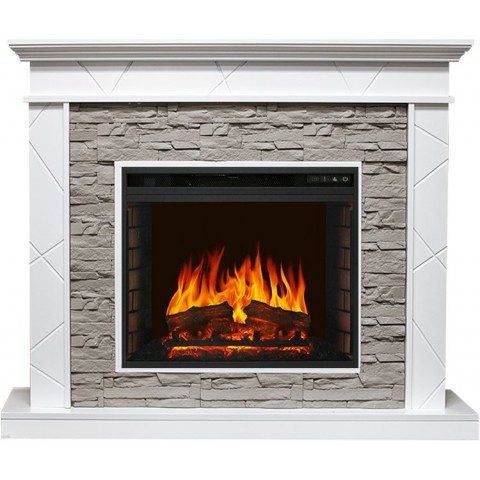 Каминокомплект Basel - Белый / Сланец серый с очагом Vision 23 EF LED FX